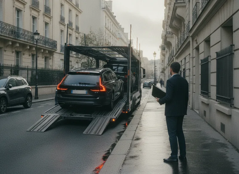Livraison d'un véhicule d'occasion chez le client par camion porte-voitures